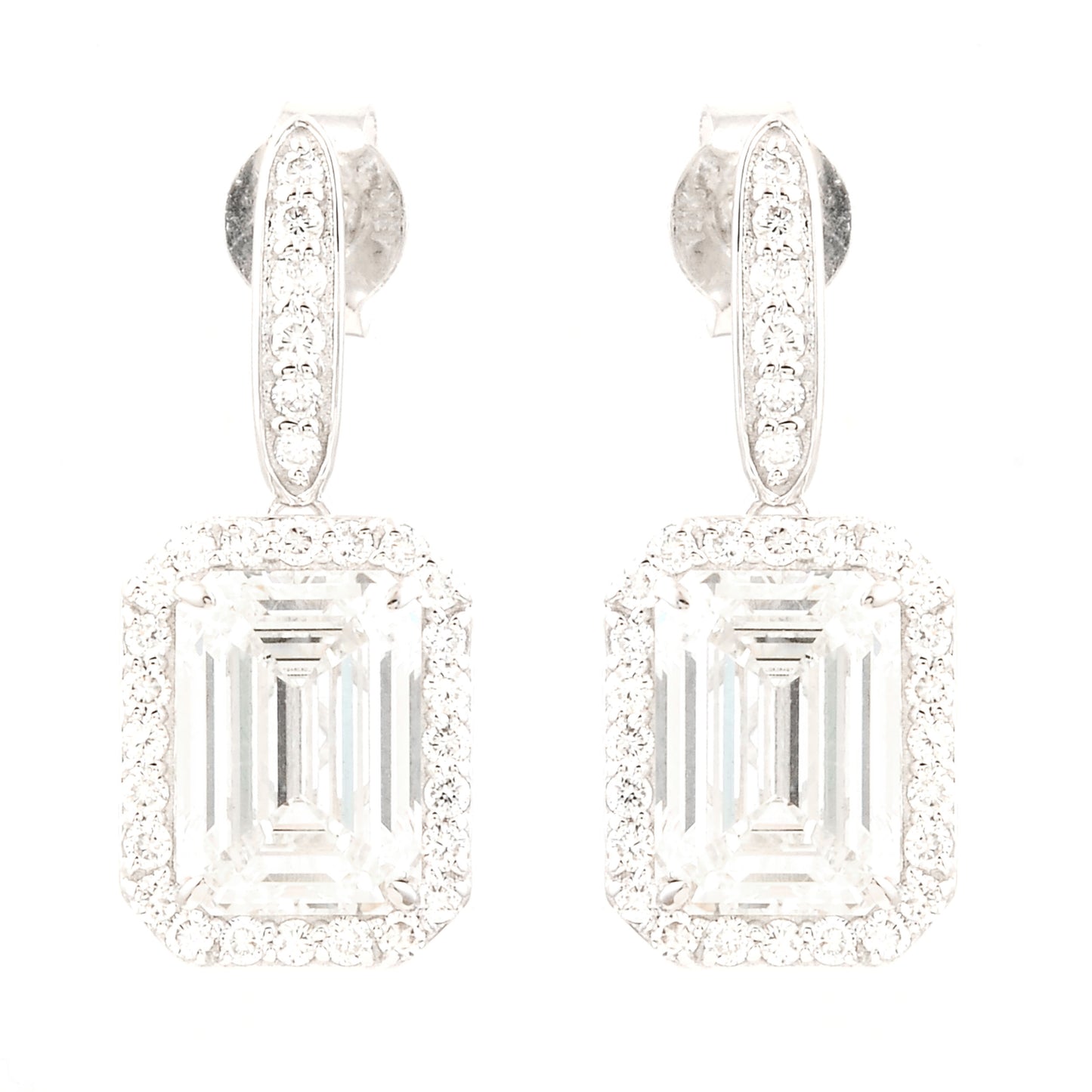 6.36 Ct Emerald Cut Lab Grown Diamond 14K Gold Earrings