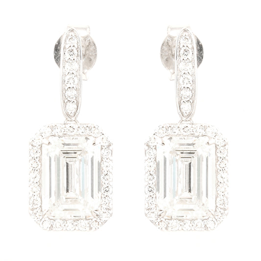 6.36 Ct Emerald Cut Lab Grown Diamond 14K Gold Earrings