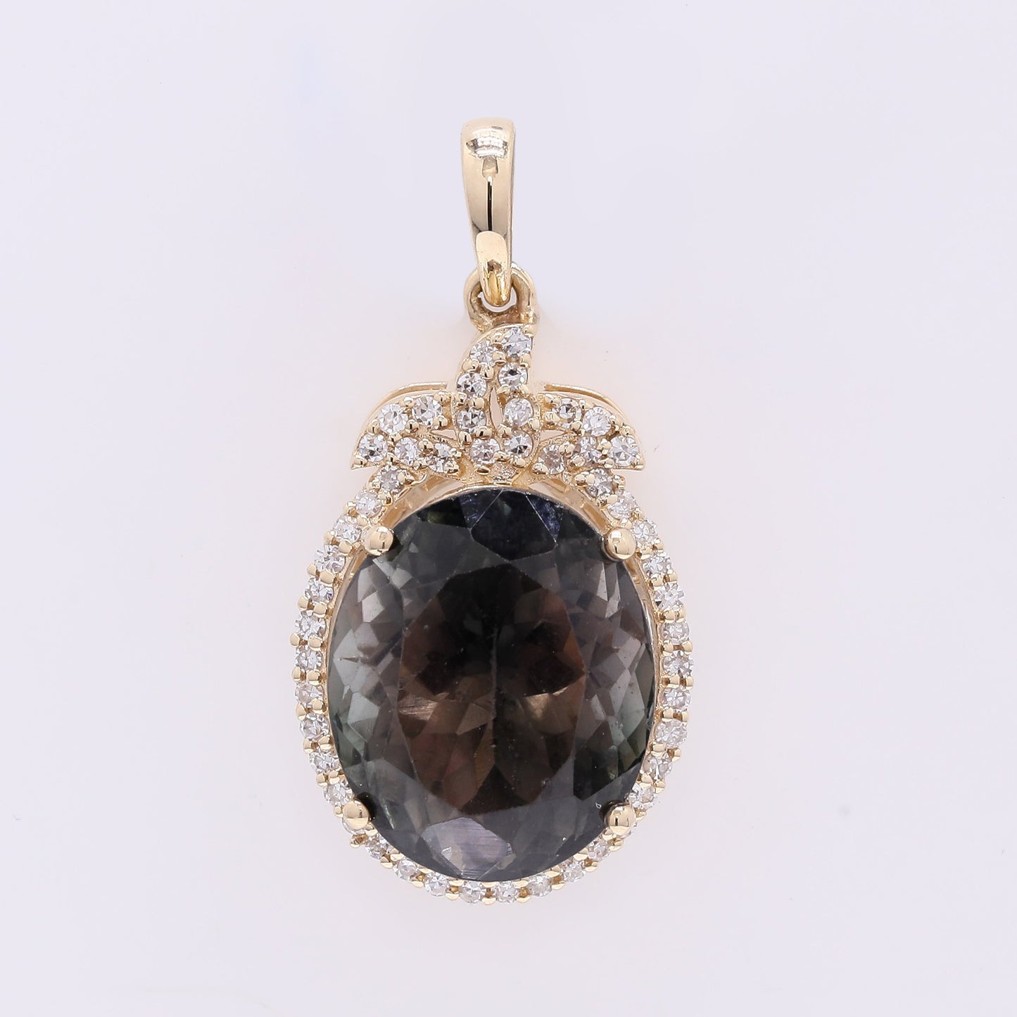 6.86 Ct Oval Mixed Cut Natural Tourmaline 14K Gold Pendant