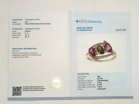 1.77 Ct Oval Natural Multi-Coloured Tourmaline 14K Gold Ring