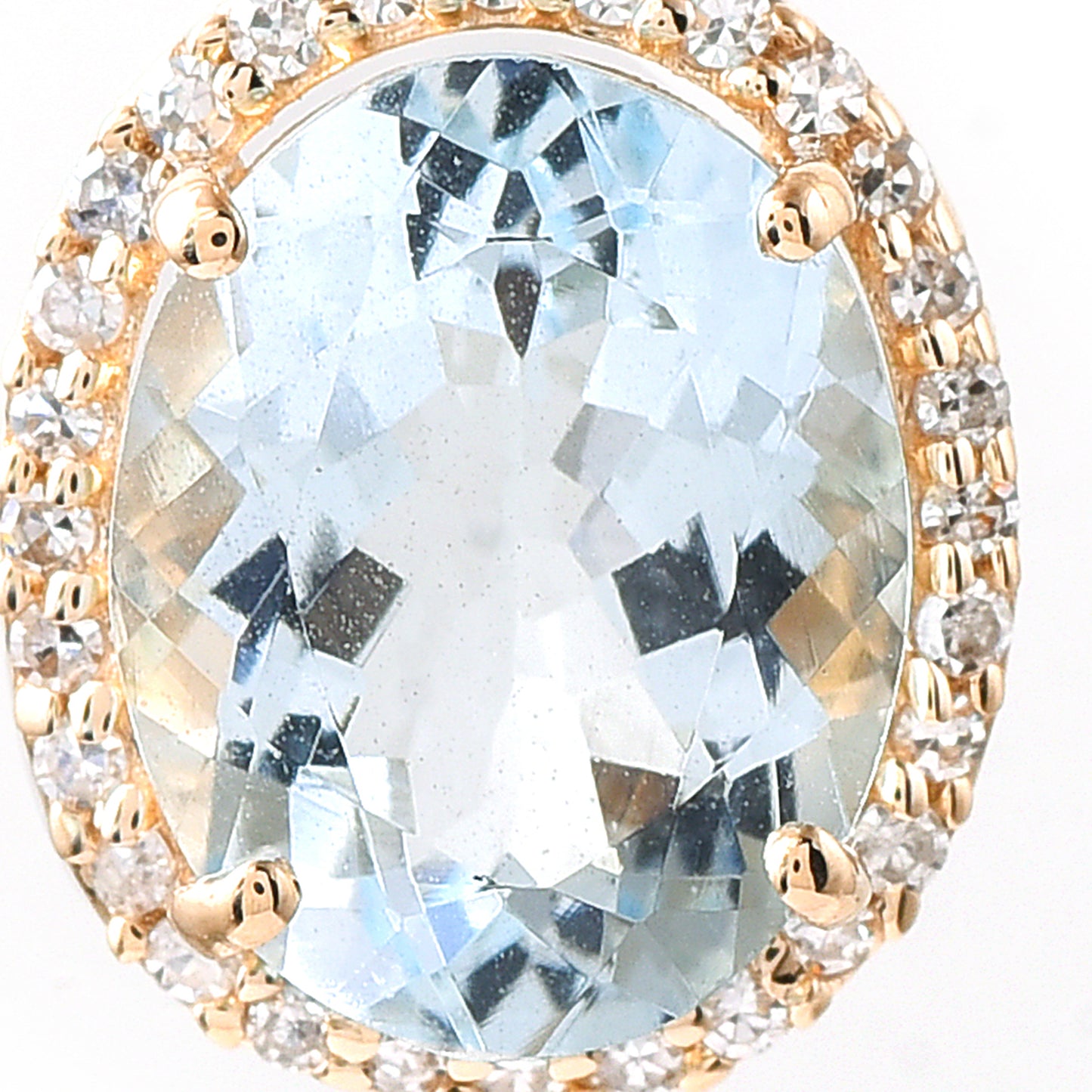 1.88 Ct Oval Mixed Cut Natural Aquamarine 14K Gold Pendant