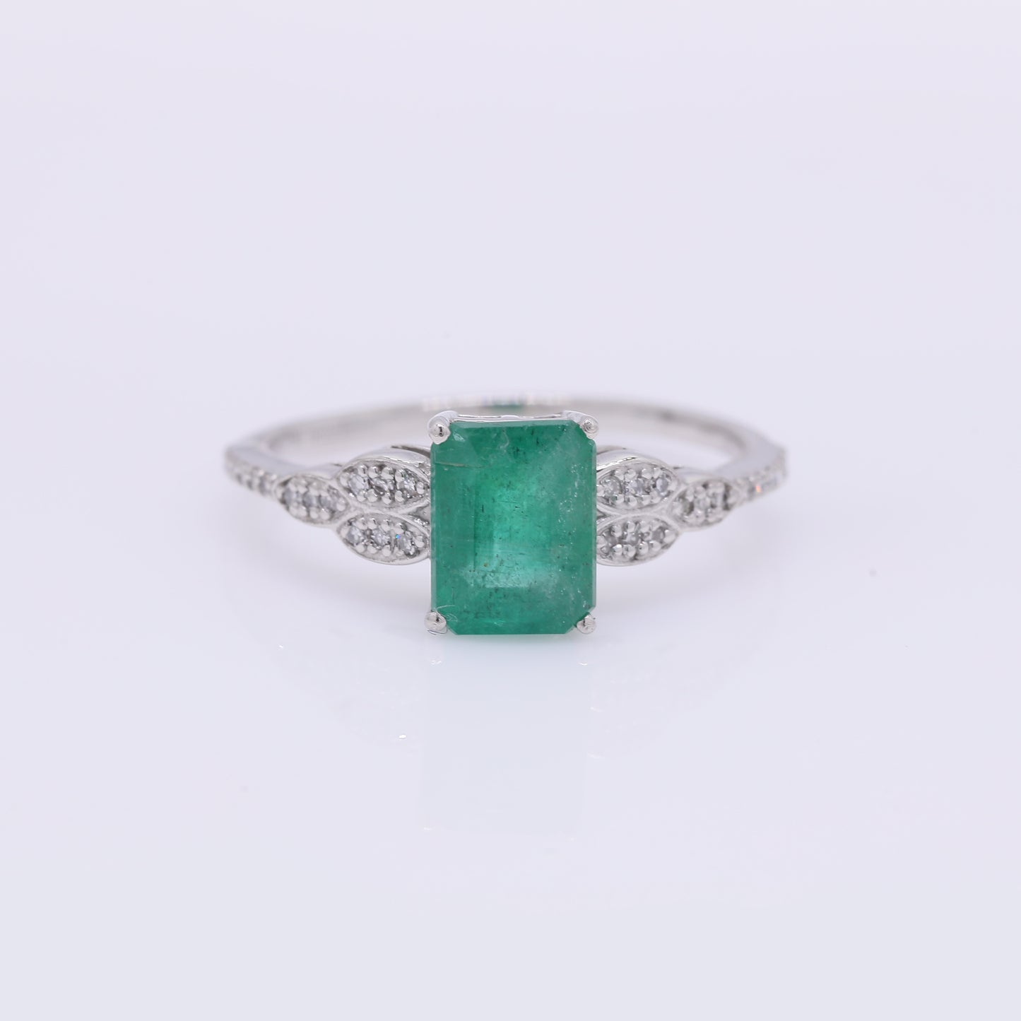 1.70 Ct Octagon Step Cut Natural Emerald 950 Platinum Ring