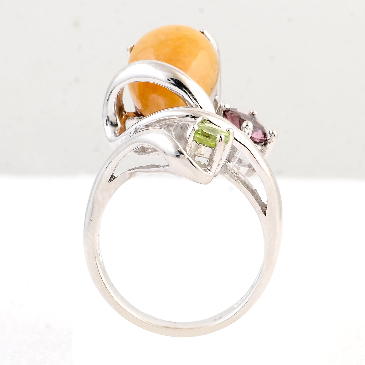 9.56 Ct Honey Jade Rhodolite 925 Sterling Silver Ring