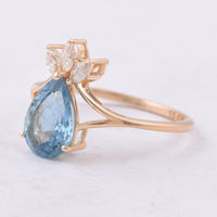 1.71 Ct Pear Natural Aquamarine 14K Gold Ring