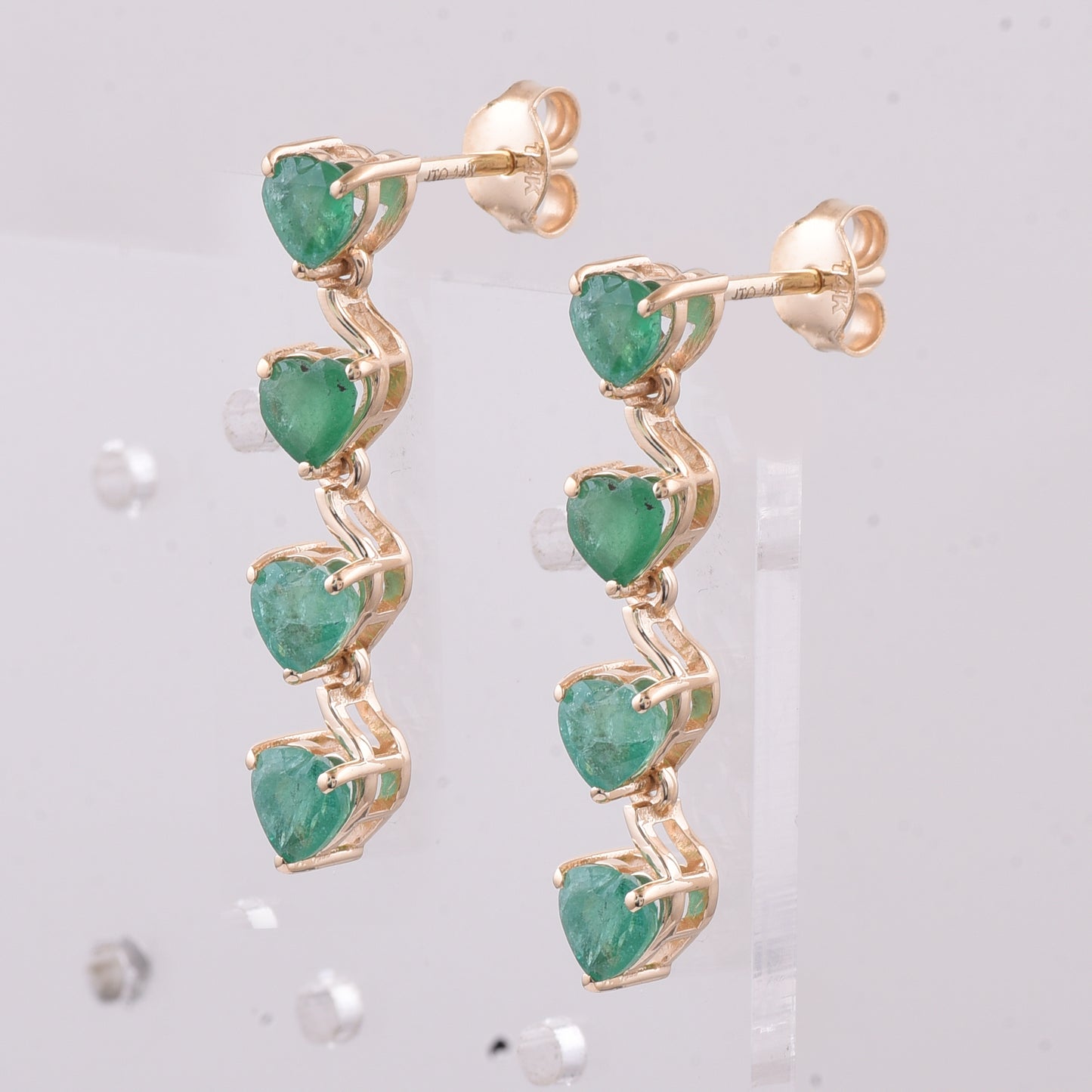 1.82 Ct Heart Natural Emerald 14K Gold Earrings