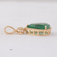3.41 Ct Pear Emerald 9K Gold Pendant