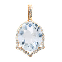 3.94 Ct Oval Mixed Cut Natural Aquamarine 14K Gold Pendant