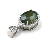 3.69 Ct Oval Mixed Cut Natural Green Sapphire 950 Platinum Pendant