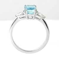 2.33 Ct Cushion Aquamarine 950 Platinum Ring