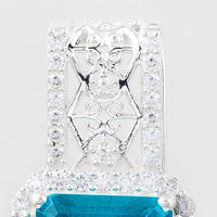 7.99 Ct Octagon Pariba Topaz, Cubic Zirconia 925 Sterling Silver Pendant
