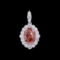 3.84 Carats Fancy Vivid Pink Lab Grown Diamond 14K Gold Pendant