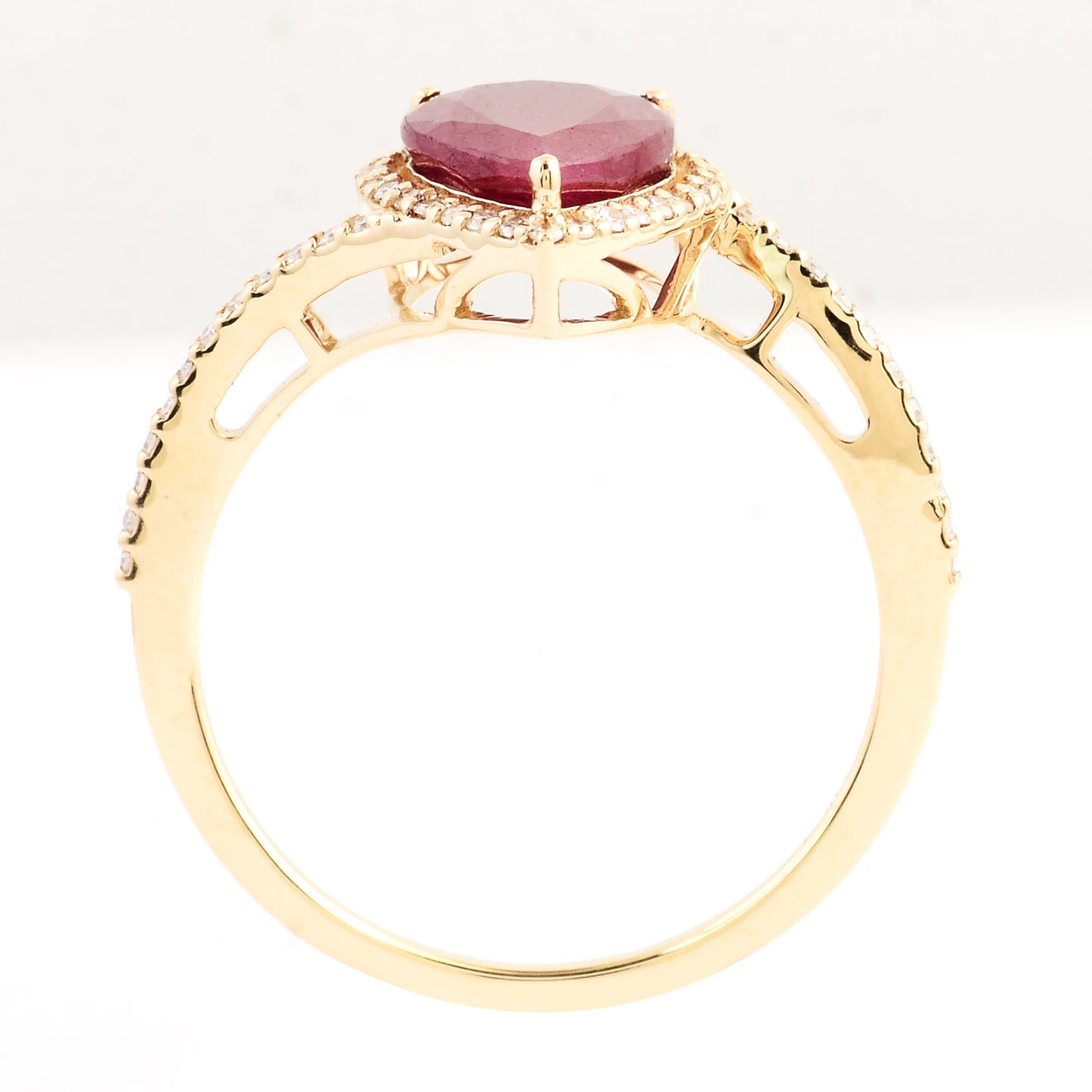 2.52 Ct Pear Mixed Cut Natural Corundum Ruby 14K Gold Ring