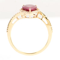 2.52 Ct Pear Mixed Cut Natural Corundum Ruby 14K Gold Ring
