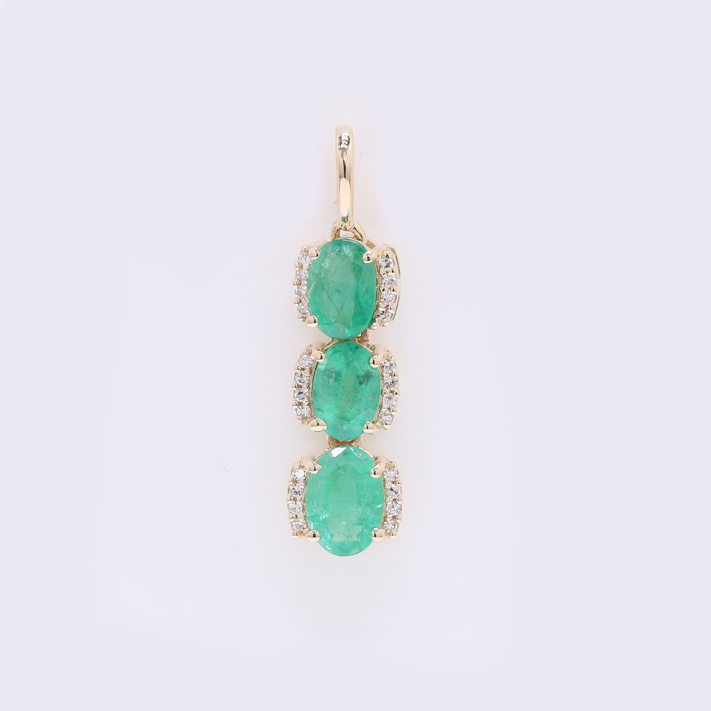 1.62 Ct Oval Mixed Cut Natural Emerald 14K Gold Pendant
