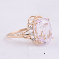 7.47 Ct Cushion Natural Kunzite 14K Gold Ring