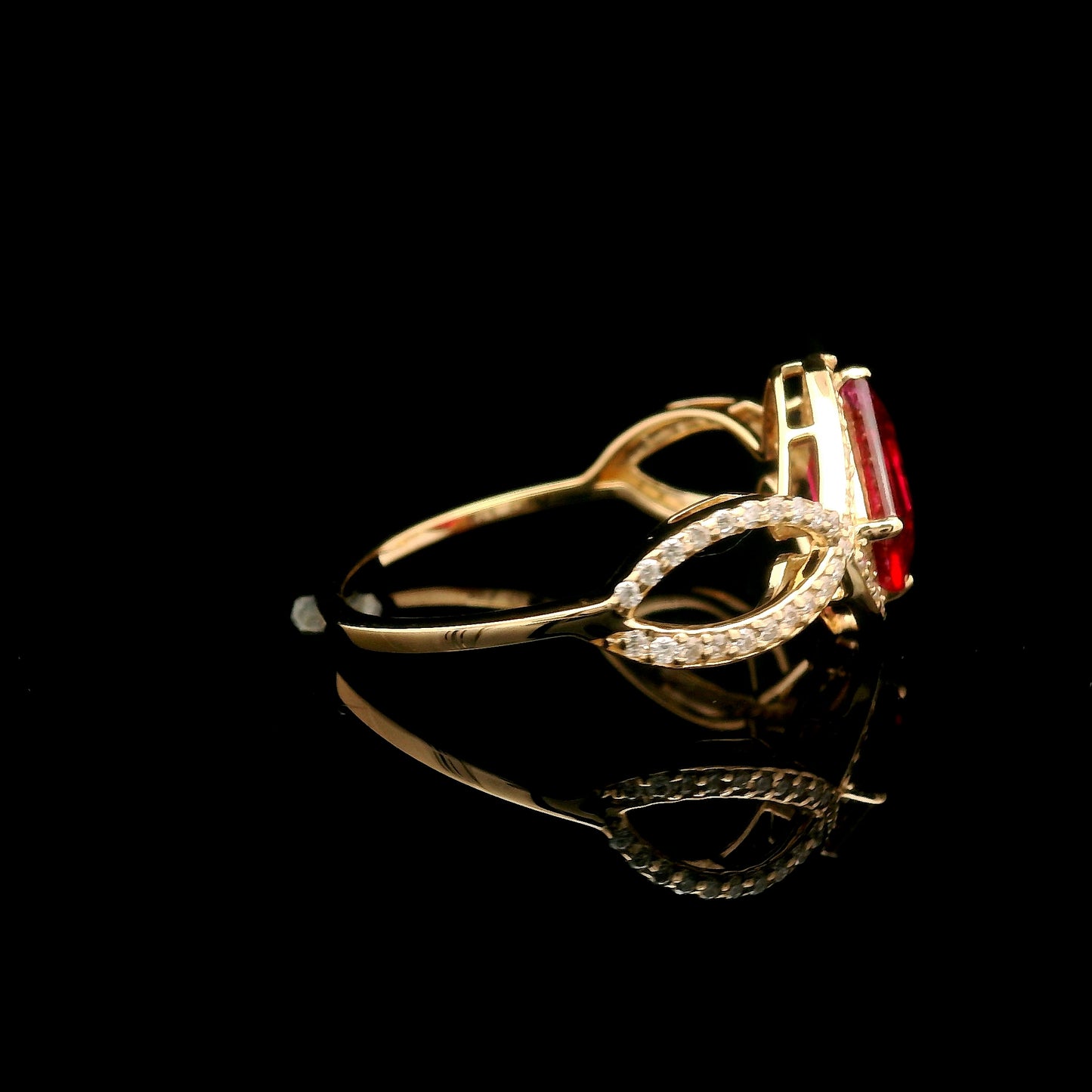 1.68 Ct Emerald Cut Lab Grown Ruby 14K Gold Ring