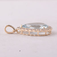 4.95 Ct Pear Aquamarine 9K Gold Pendant