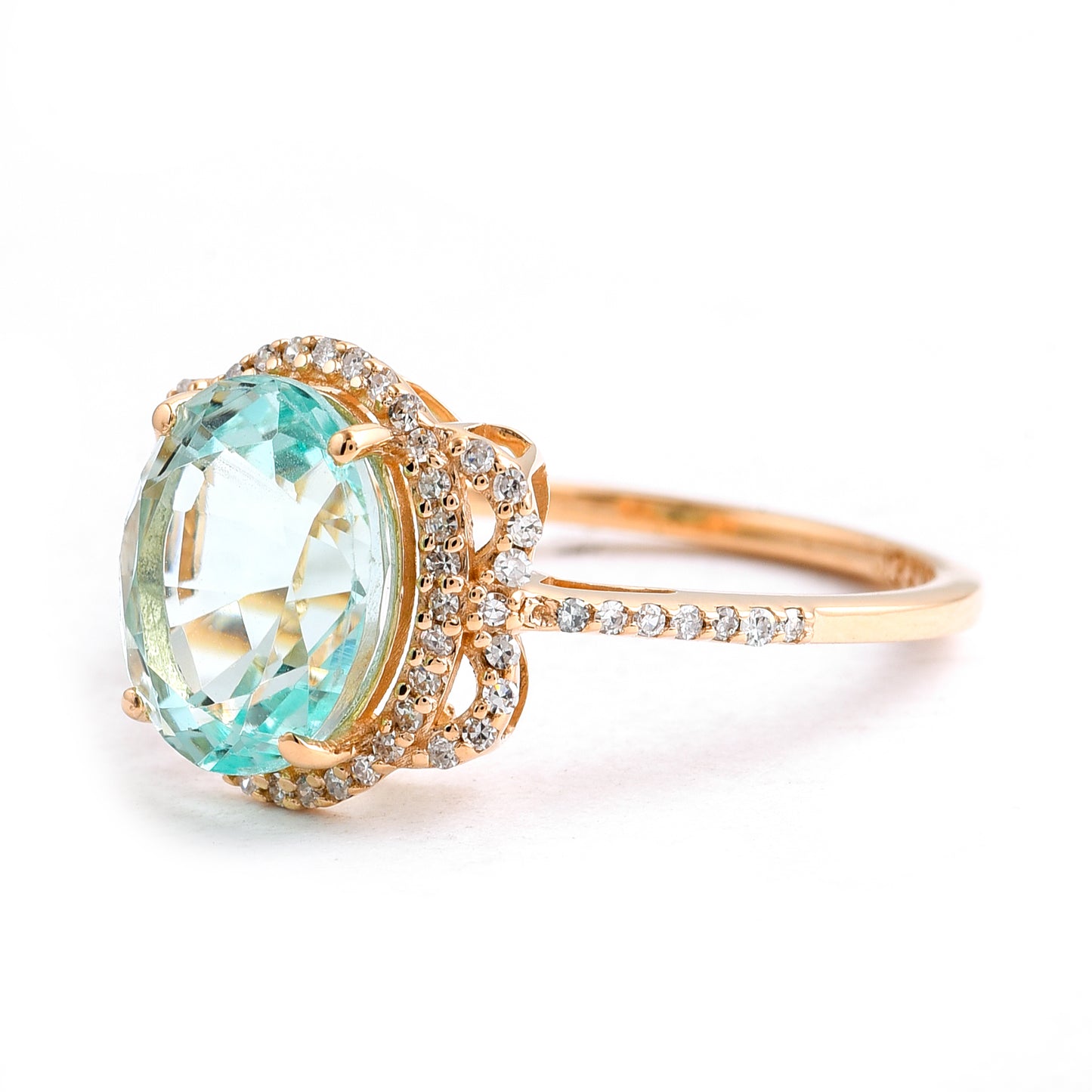 3.14 Ct Oval Mixed Cut Natural Emerald 14K Gold Ring