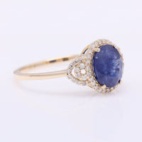 2.25 Ct Oval Mixed Cut Natural Sapphire 14K Gold Ring