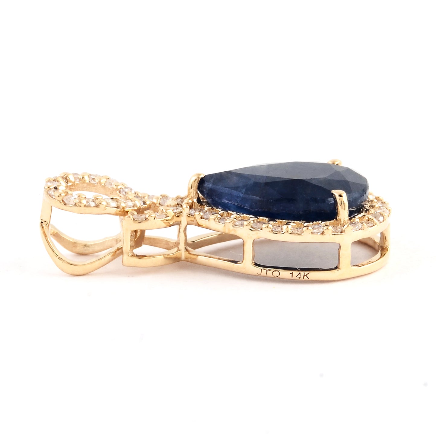 2.08 Ct Pear Mixed Cut Natural Corundum Sapphire 14K Gold Pendant
