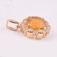 2.54 Ct Round Mixed Cut Natural Fire Opal 14K Gold Pendant