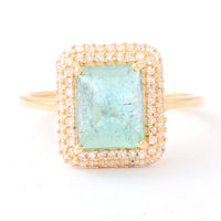 3.48 Ct Cushion Cabochon Cut Natural Tourmaline 14K Gold Ring