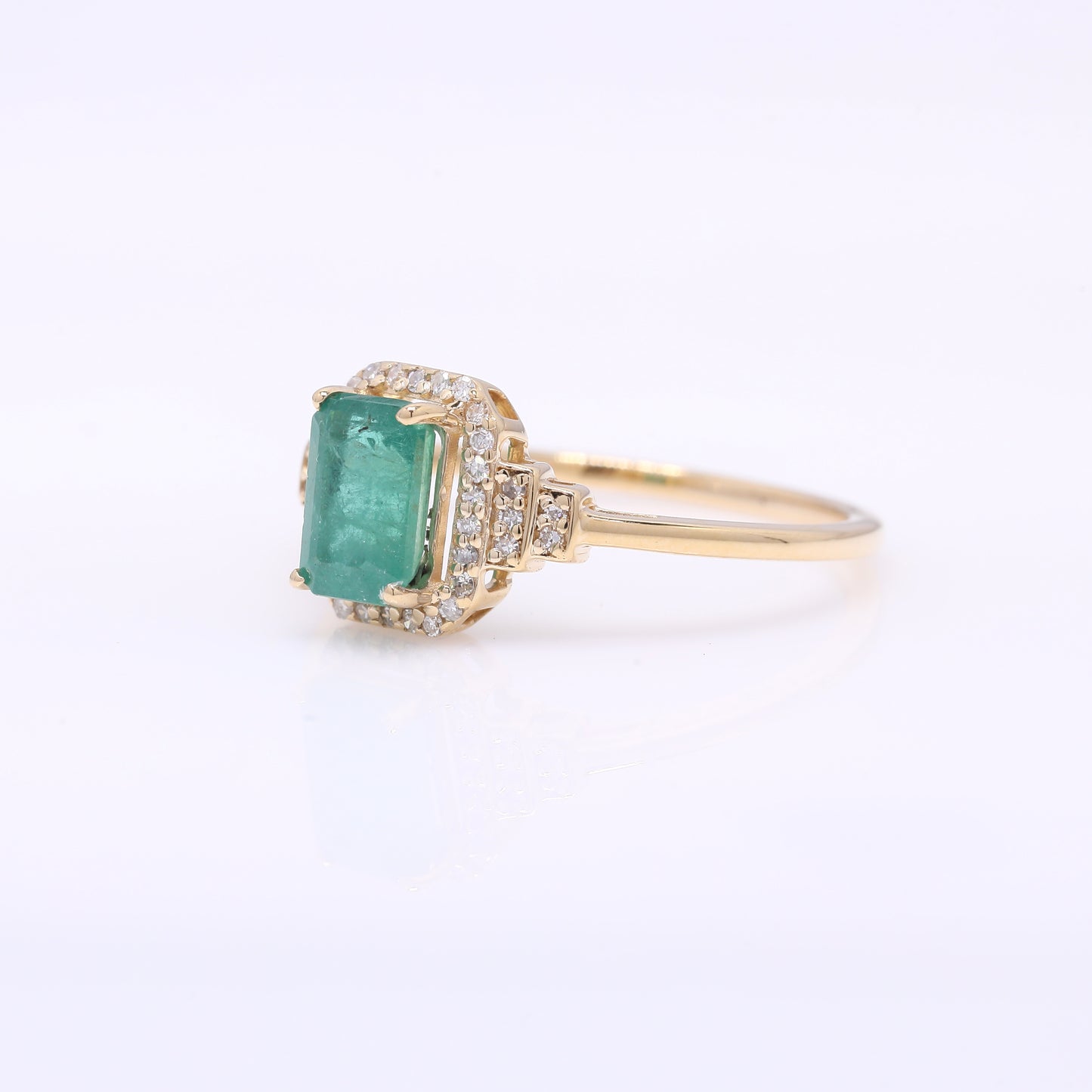 1.20 Ct Octagon Step Cut Natural Emerald 14K Gold Ring