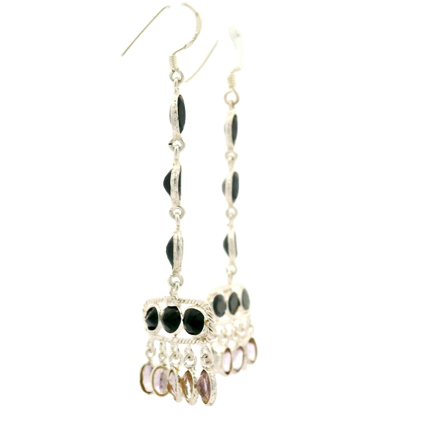 20.08 Ct Sapphire, Amethyst 925 Sterling Silver Earrings
