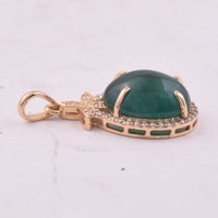 4.54 Ct Oval Cabochon Cut Natural Emerald 14K Gold Pendant