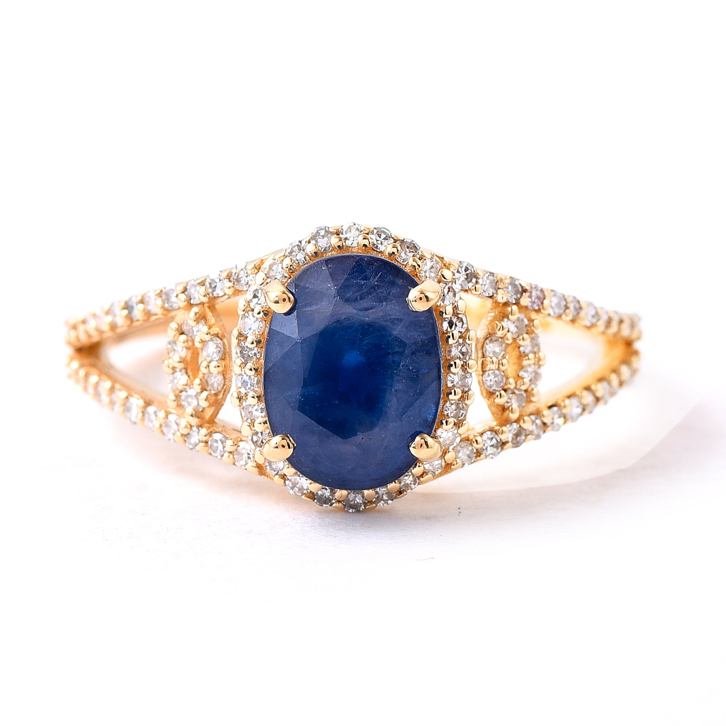 2.50 Ct Oval Mixed Cut Natural Sapphire 14K Gold Ring
