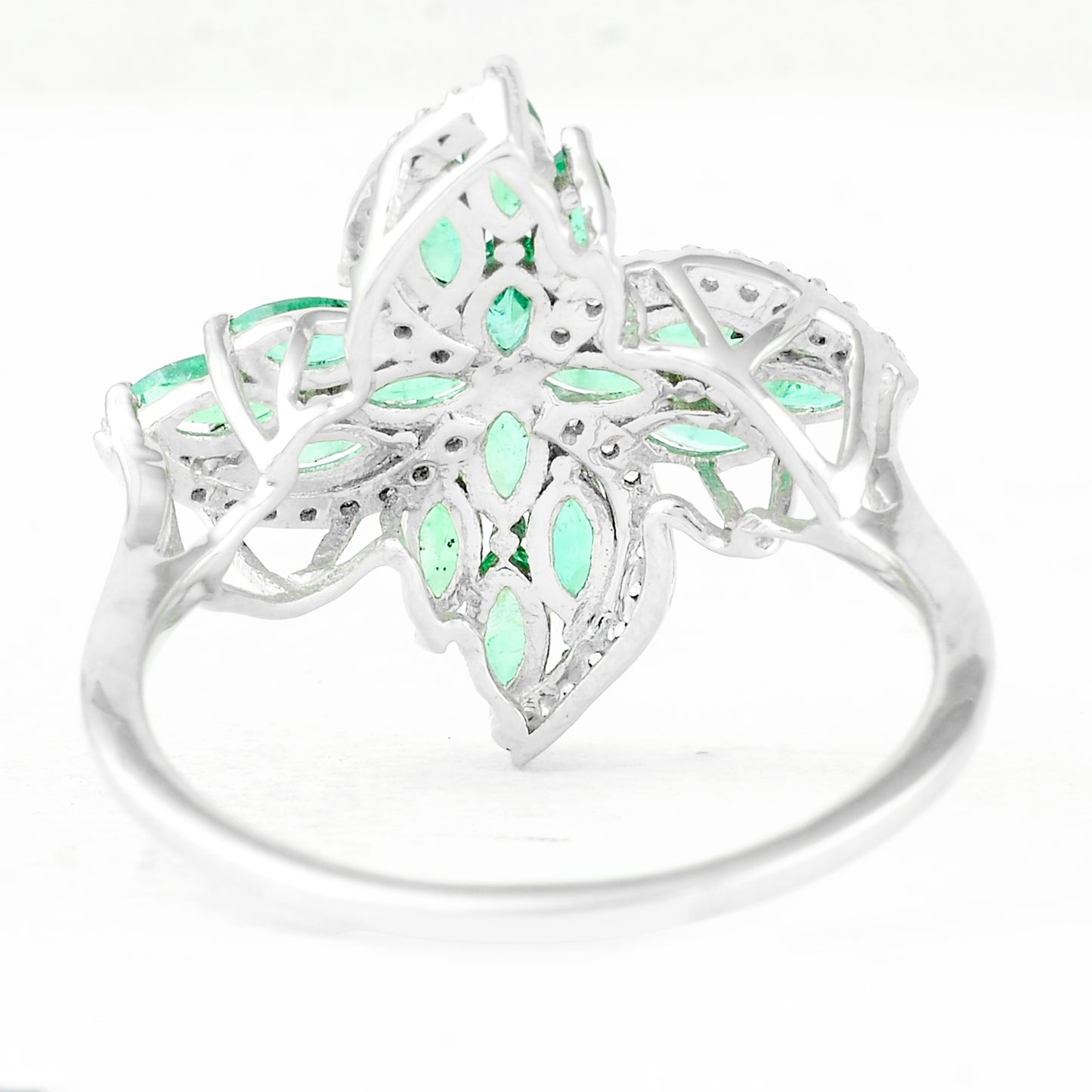 1.21 Ct Marquise Mixed Cut Natural Emerald 950 Platinum Ring