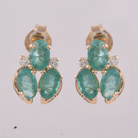 1.58 Ct Oval Natural Emerald 14K Gold Earrings
