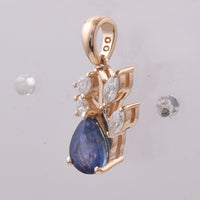 1.31 Ct Pear Natural Sapphire 14K Gold Pendant