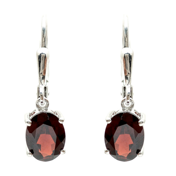 2.73 Ct Oval Garnet 925 Sterling Silver Earrings