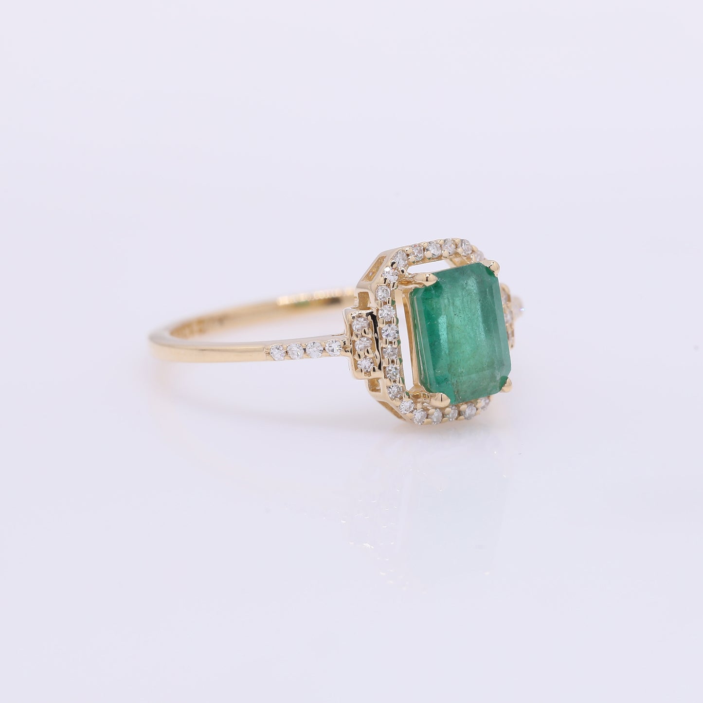 1.15 Ct Octagon Step Cut Natural Emerald 14K Gold Ring