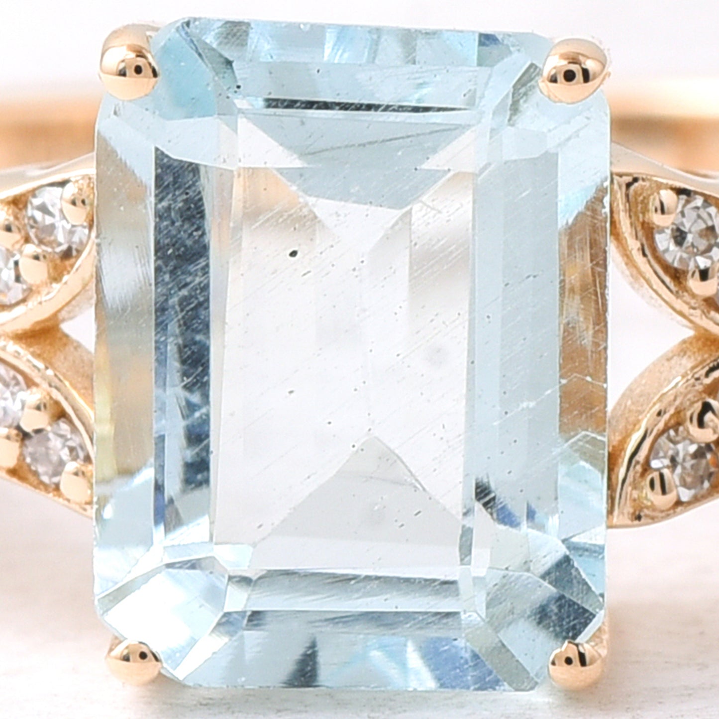 1.55 Ct Octagon Step Cut Natural Aquamarine 14K Gold Ring