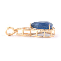 4.52 Ct Pear Mixed Cut Natural Sapphire 14K Gold Pendant