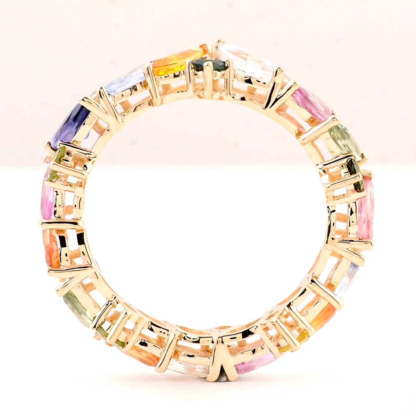 3.25 Ct Marquise Multi Sapphire 14K Gold Ring