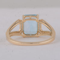 3.04 Ct Octagon Blue Topaz 9K Gold Ring