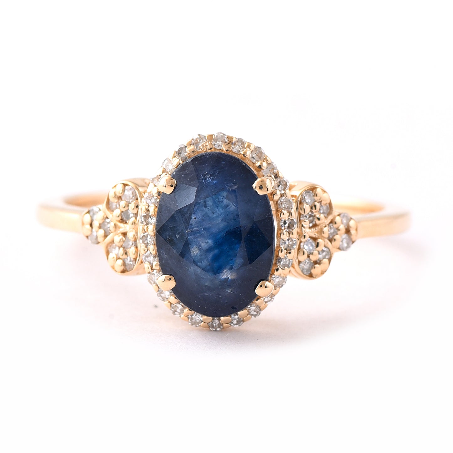 2.24 Ct Oval Mixed Cut Natural Sapphire 14K Gold Ring
