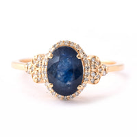 2.24 Ct Oval Mixed Cut Natural Sapphire 14K Gold Ring