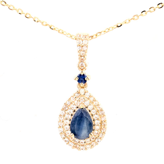 0.93 Ct Pear Sapphire 14K Gold Pendant