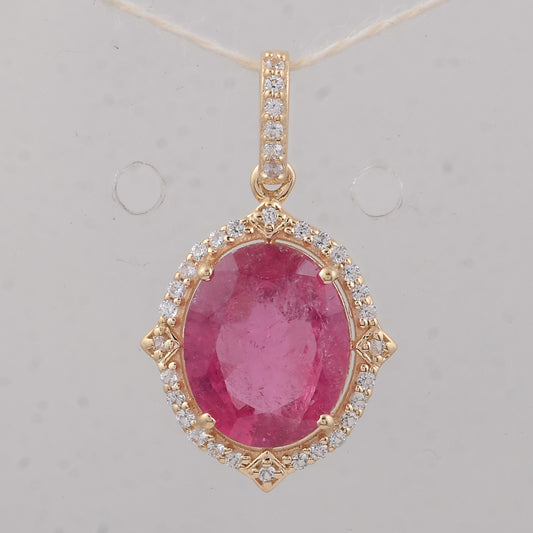 2.69 Ct Oval Tourmaline 9K Gold Pendant