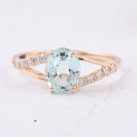 1.42 Ct Oval Natural Green Beryl 14K Gold Ring