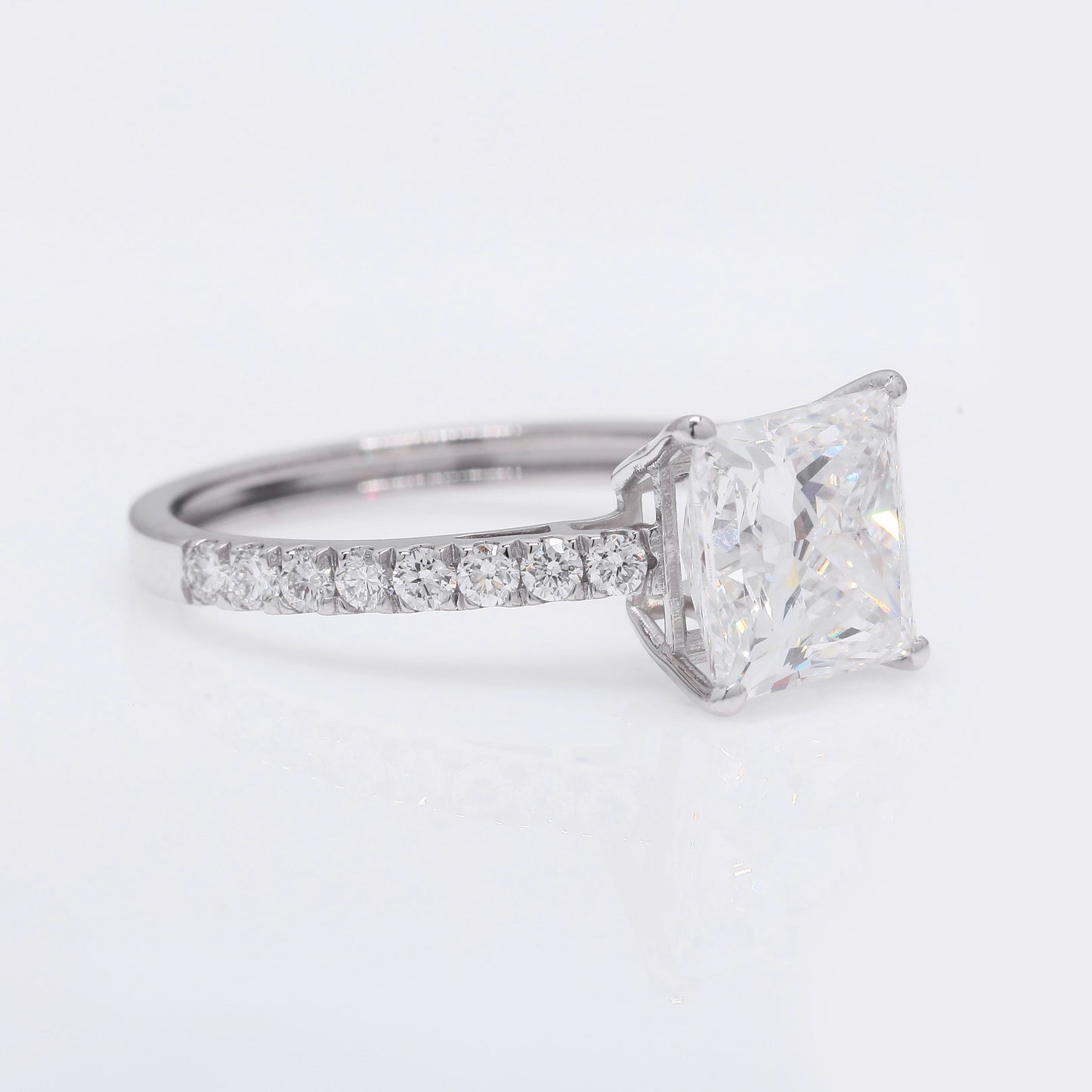 3.18 Ct Princess Cut Lab Grown Diamond 950 Platinum Ring