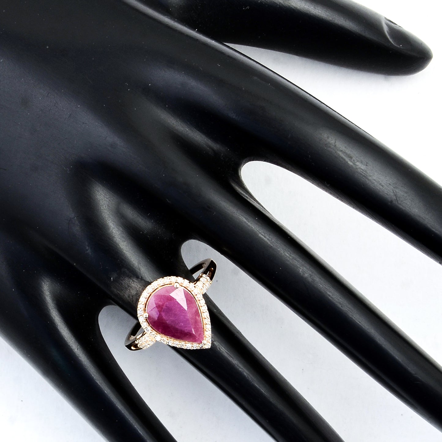 2.10 Ct Pear Mixed Cut Natural Corundum Ruby 14K Gold Ring