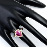 2.10 Ct Pear Mixed Cut Natural Corundum Ruby 14K Gold Ring
