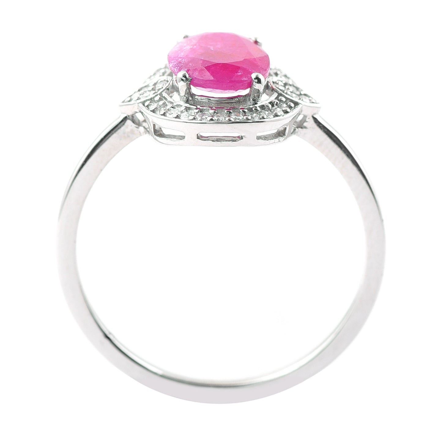 1.18 Ct Oval Mixed Cut Natural Ruby 950 Platinum Ring