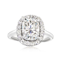 2.032 ct. t.w. Moissanite Halo Ring in Sterling Silver. Size 8