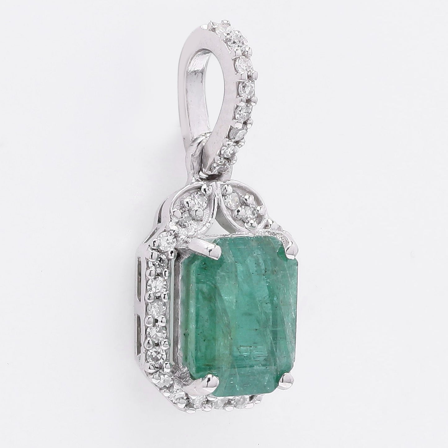 1.15 Ct Octagon Step Cut Natural Emerald 950 Platinum Pendant